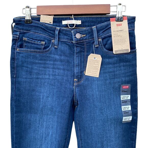 Levi’s 711 Skinny Jeans Women’s 28 Mid Rise Slim Leg Cobalt Overload NWT - Picture 3 of 8